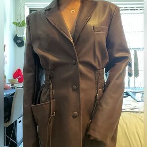 True chocolate brown leather jacket